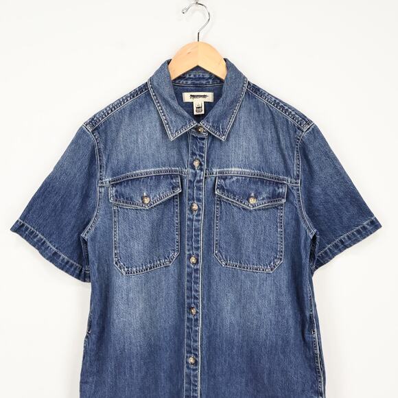 Madewell Denim Boxy Shirtdress Demarco Wash Blue Size Large NWT - Picture 3 of 9